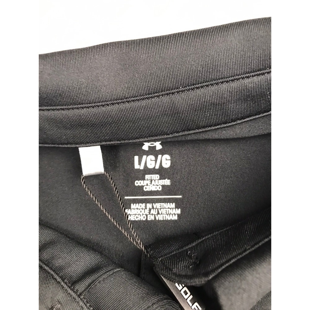 Under Armour UA T2G Golf Polo Women Large Black Fitted Short Sleeve UPF 50 NWT - Picture 3 of 9